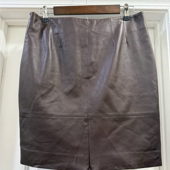 Anne Klein Brown Leather Skirt Size 8 - Picture 2 of 14